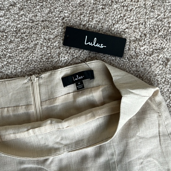 Lulus Double Digits Beige Linen Mini Skirt - Picture 4 of 7